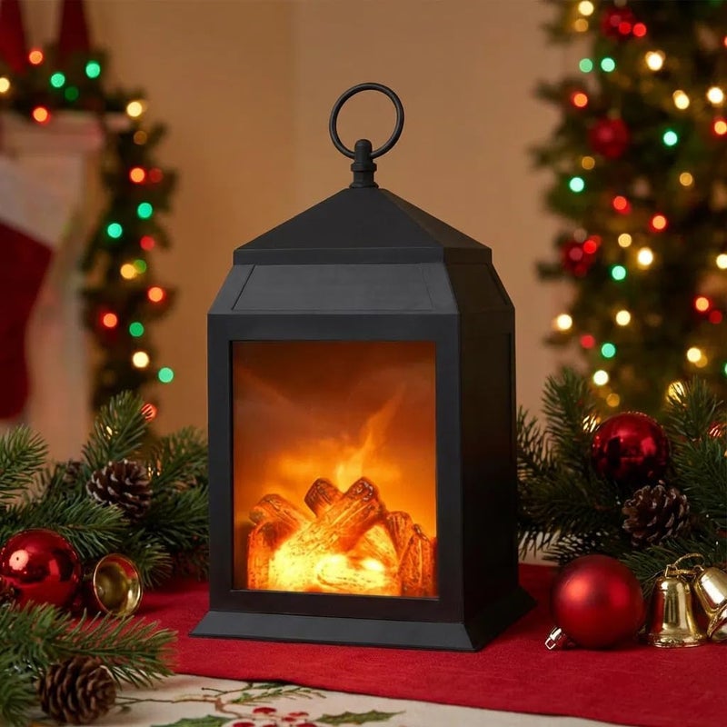 DECANIT Fireplace Lantern and Battery Operated USB Operated 6 Hour Timer Included Tabletop Fireplace Lantern Indoor/Outdoor Fireplace Lamp (1 Pack House Shape No Heater Function Size:6.3x5.5x12 Inch) - Image 2